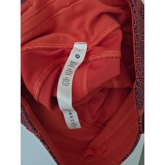 Lululemon Invigorate High-Rise Crop Orange Crackle Glaze Athletic Leggings Sz 4 - Picture 7 of 8